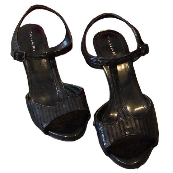 🖤🖤🖤 8 Tahari Beautiful black sequin pumps - Picture 3 of 11